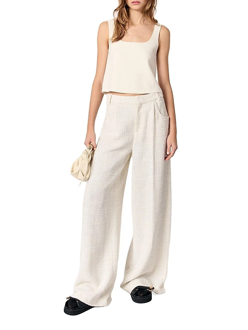 Wide-Leg Tweed Trousers