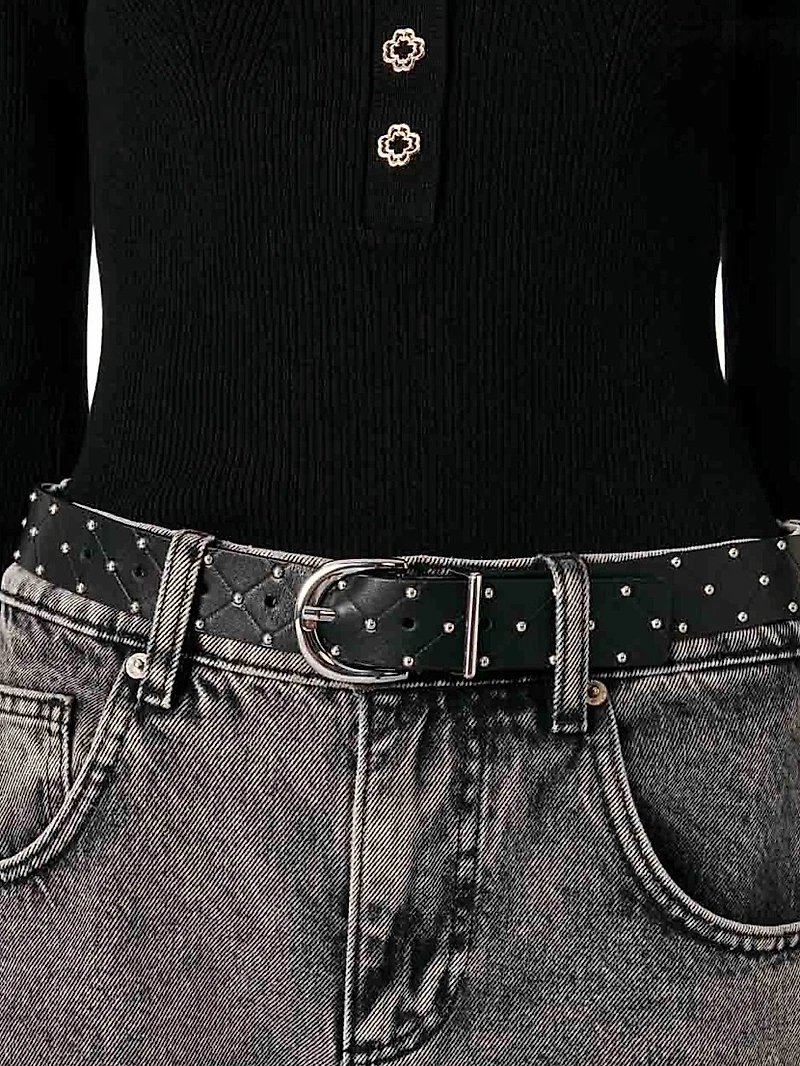 Low-Neck Rib Knit Sweater