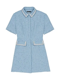 Sequin Tweed Mini Dress