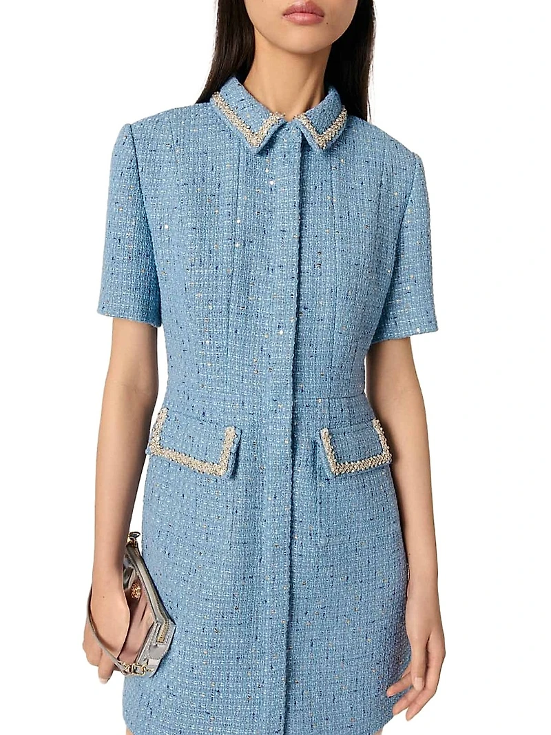 Sequin Tweed Mini Dress
