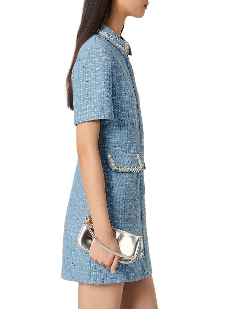 Sequin Tweed Mini Dress
