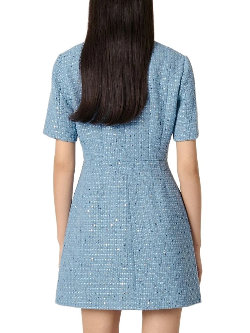 Sequin Tweed Mini Dress