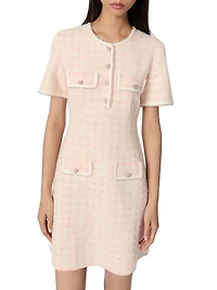 Tweed-Effect Knit Mini Dress