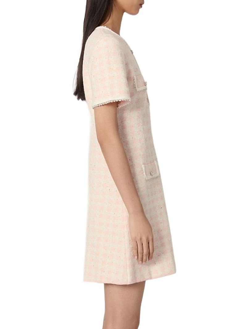 Tweed-Effect Knit Mini Dress