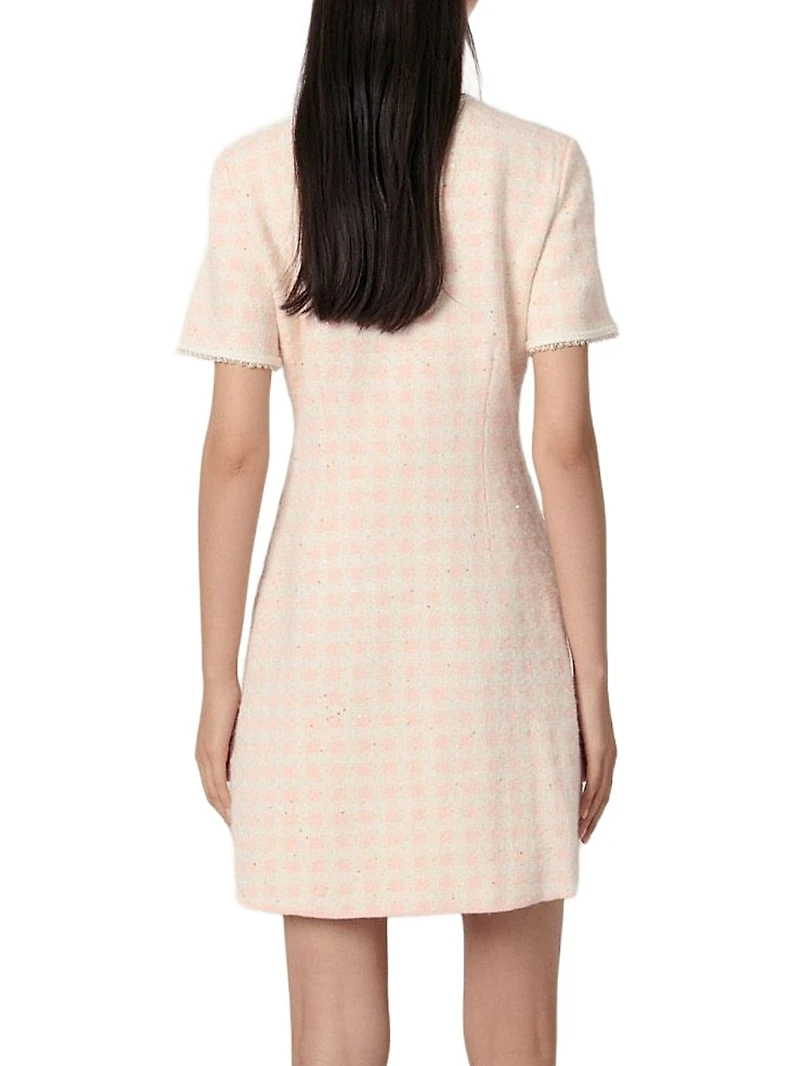Tweed-Effect Knit Mini Dress