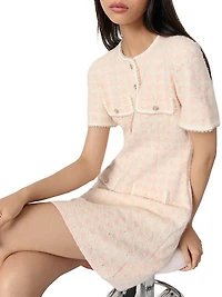 Tweed-Effect Knit Mini Dress