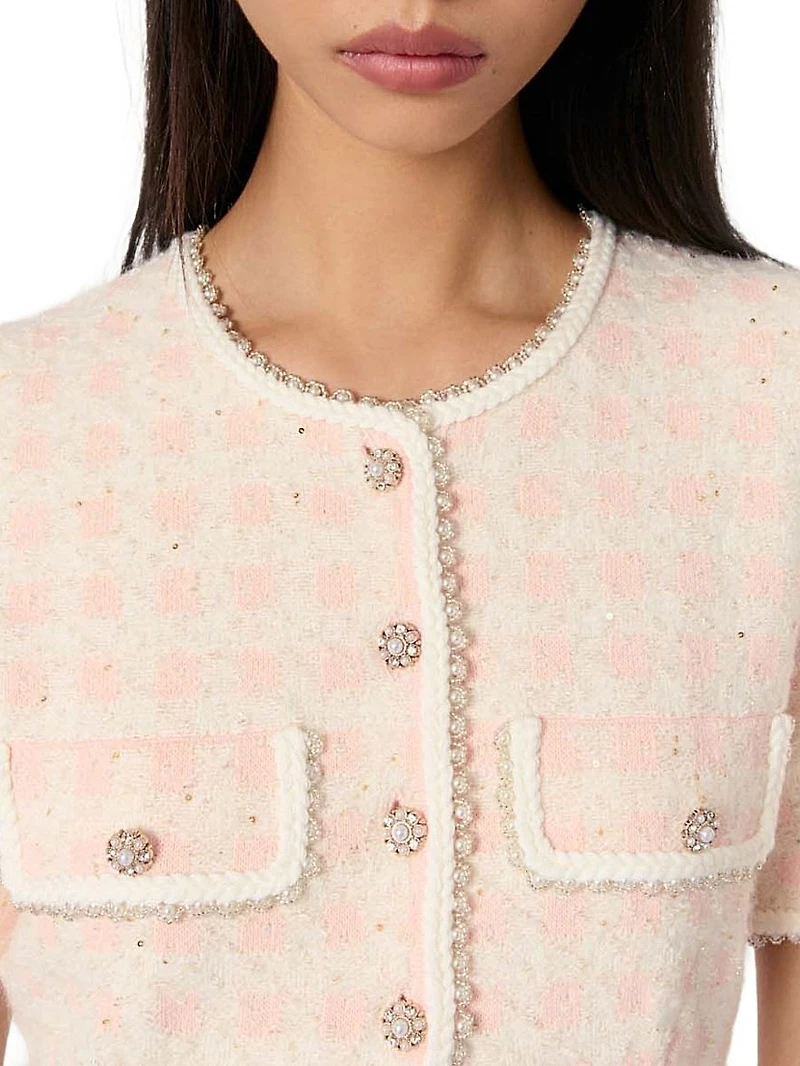 Tweed-Effect Knit Mini Dress