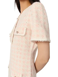 Tweed-Effect Knit Mini Dress