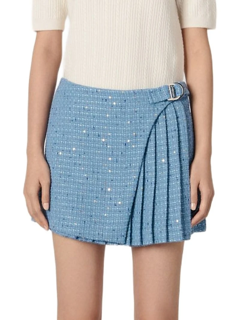 Pleated Tweed Skort