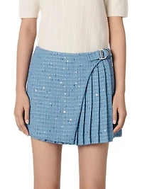 Pleated Tweed Skort