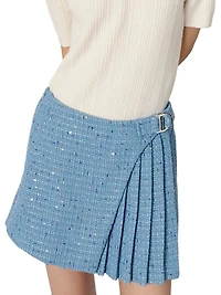 Pleated Tweed Skort