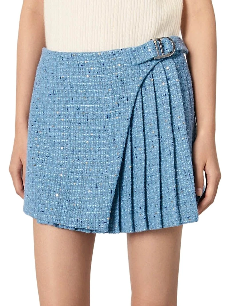 Pleated Tweed Skort