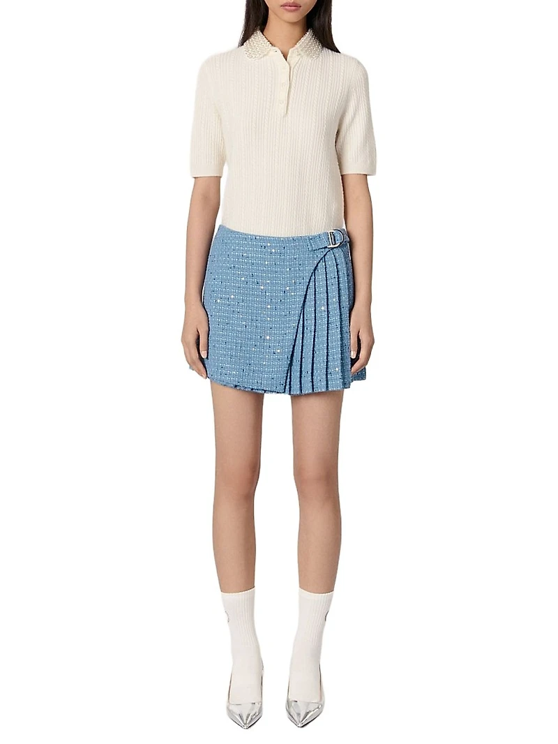 Pleated Tweed Skort
