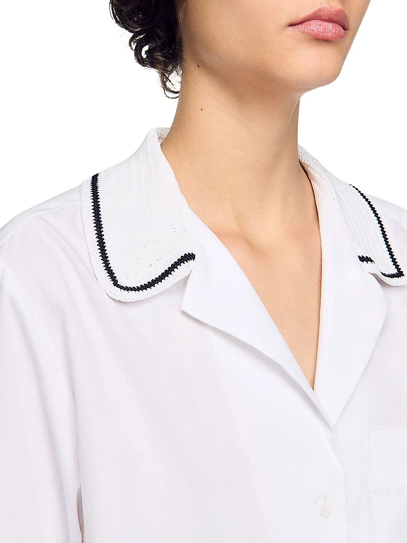 Crochet Collar Shirt