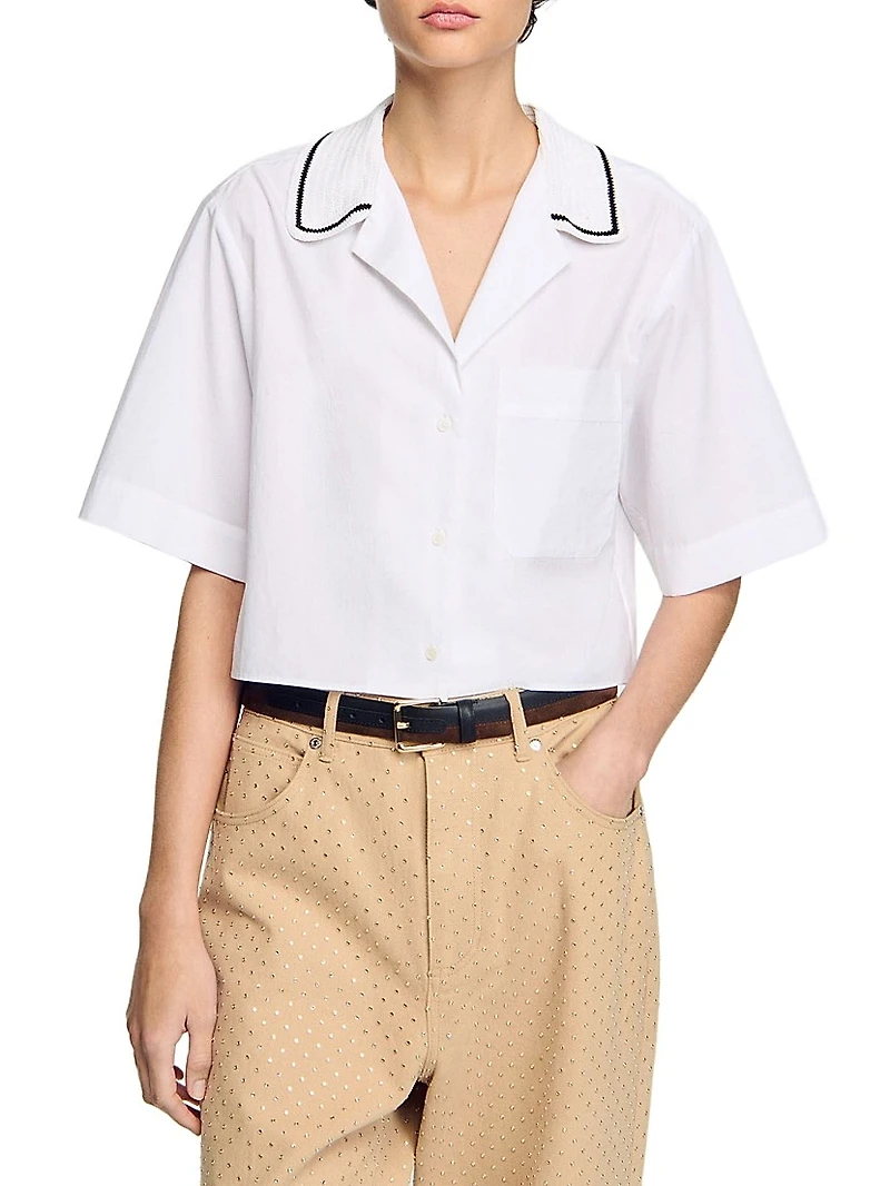 Crochet Collar Shirt