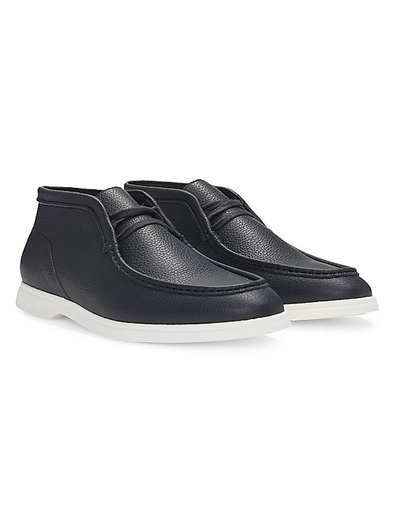 Desert Boots in Tumbled Leather with Apron Toe