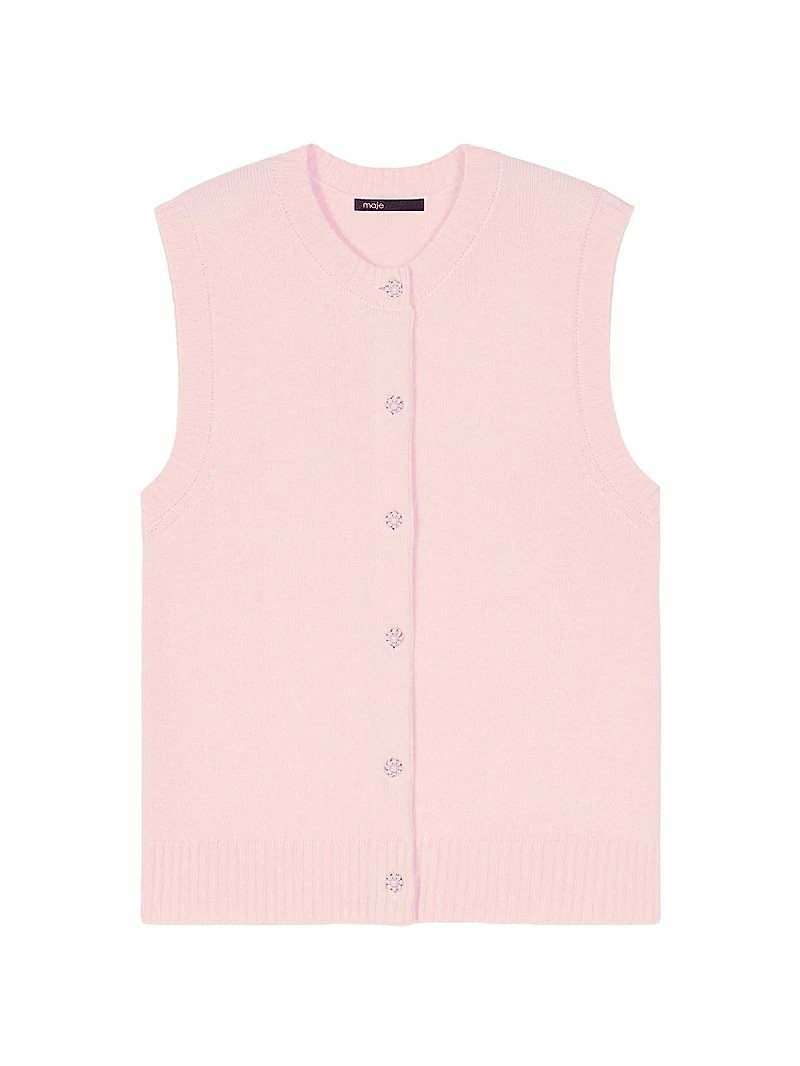Sleeveless Wool Cardigan