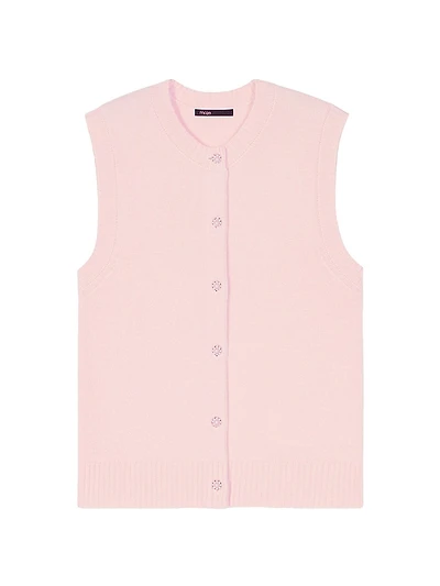 Sleeveless Wool Cardigan