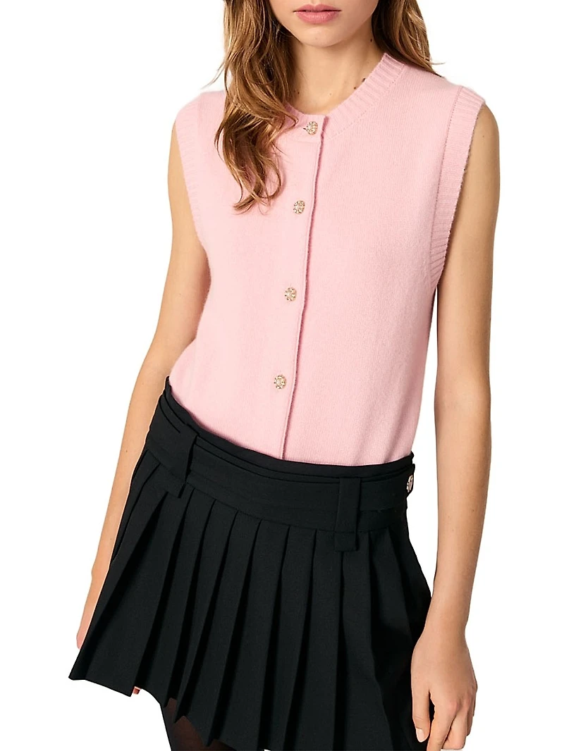 Sleeveless Wool Cardigan