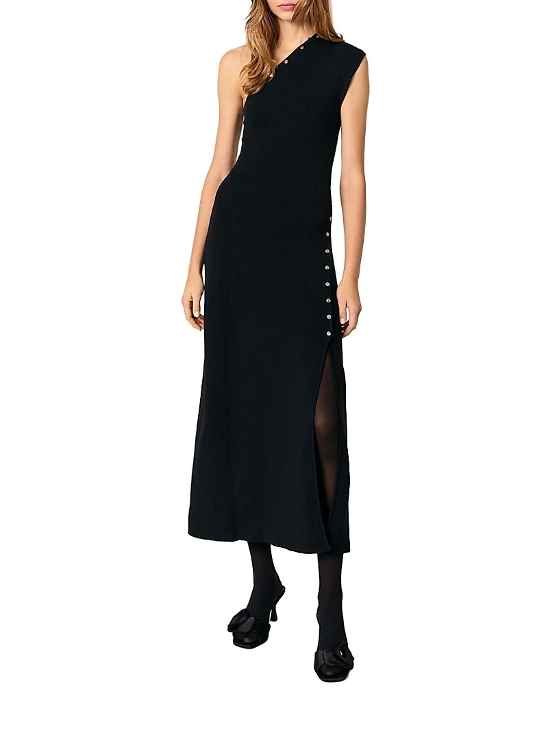 Asymmetric Knit Maxi Dress