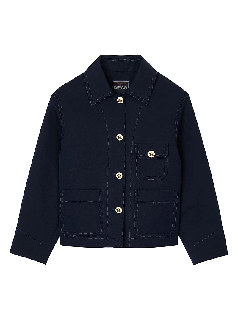 Cropped Jacket with Officer Buttons