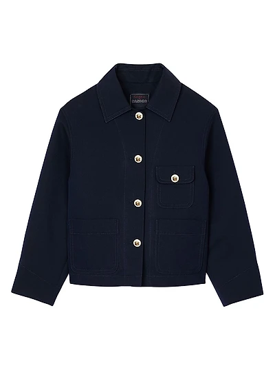 Cropped Jacket with Officer Buttons
