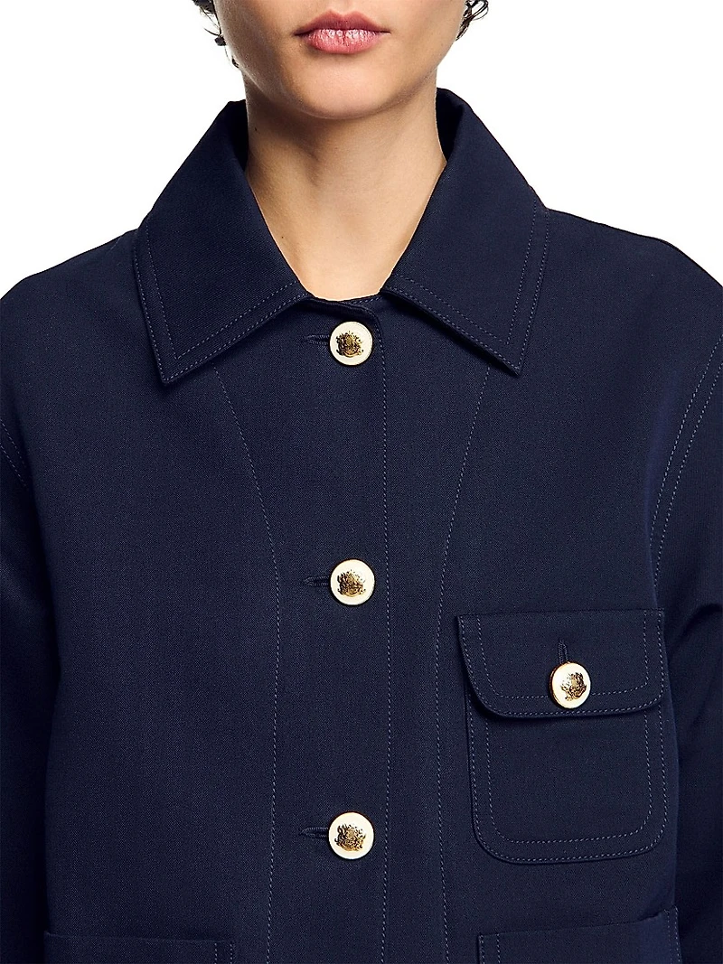 Cropped Jacket with Officer Buttons