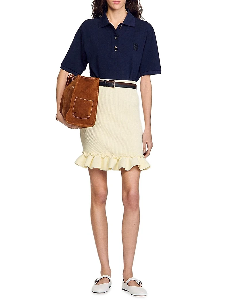 Knitted Skirt with Ruffle