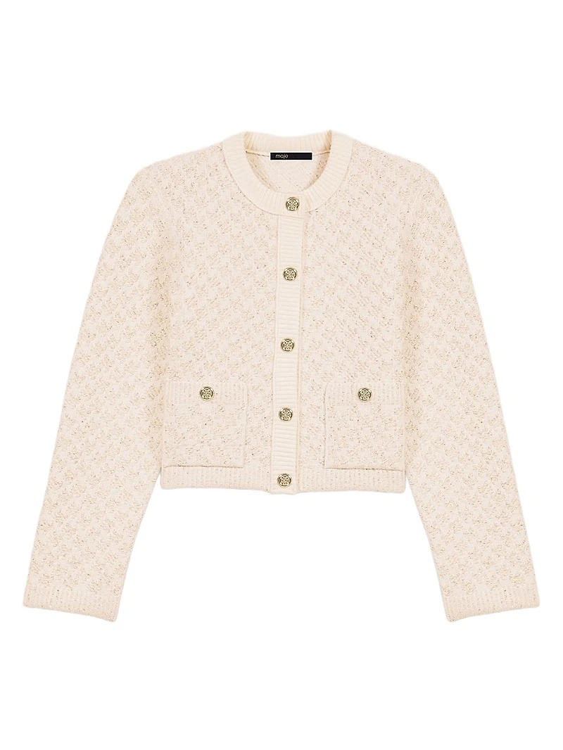Short Tweed-Effect Cardigan