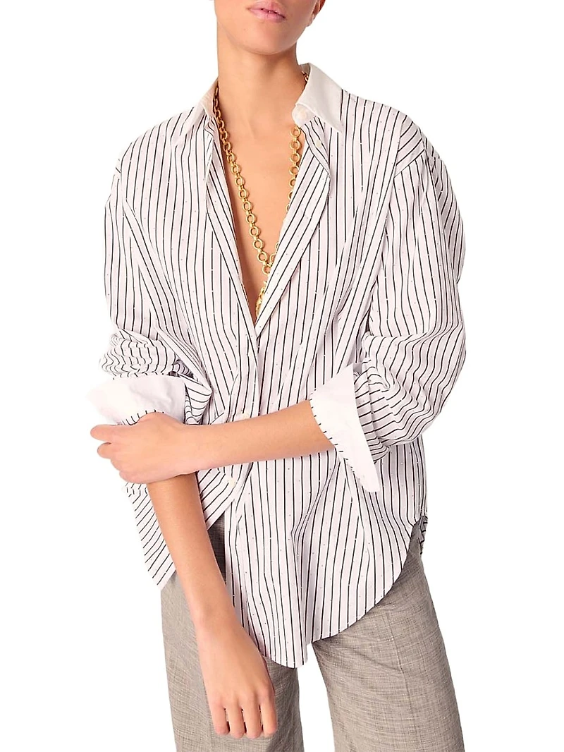 Rhinestone Striped Shirt