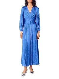 Pleated Satin Maxi Dress