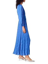 Pleated Satin Maxi Dress