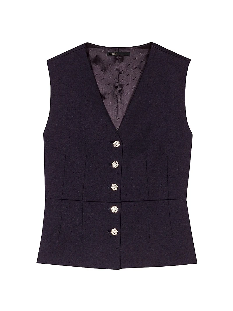 Wool Blend Sleeveless Jacket