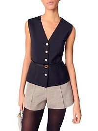 Wool Blend Sleeveless Jacket