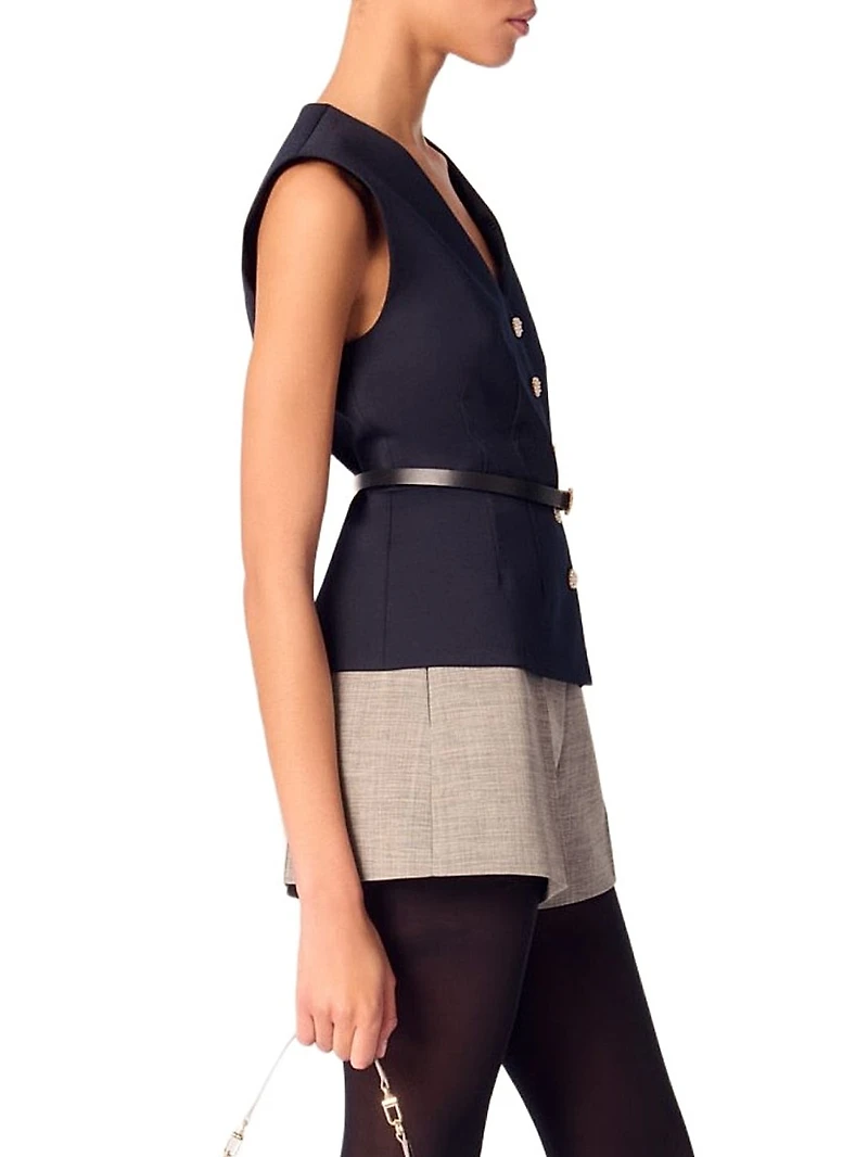 Wool Blend Sleeveless Jacket