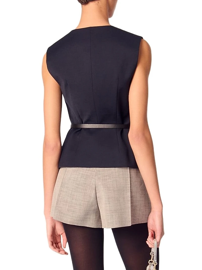 Wool Blend Sleeveless Jacket