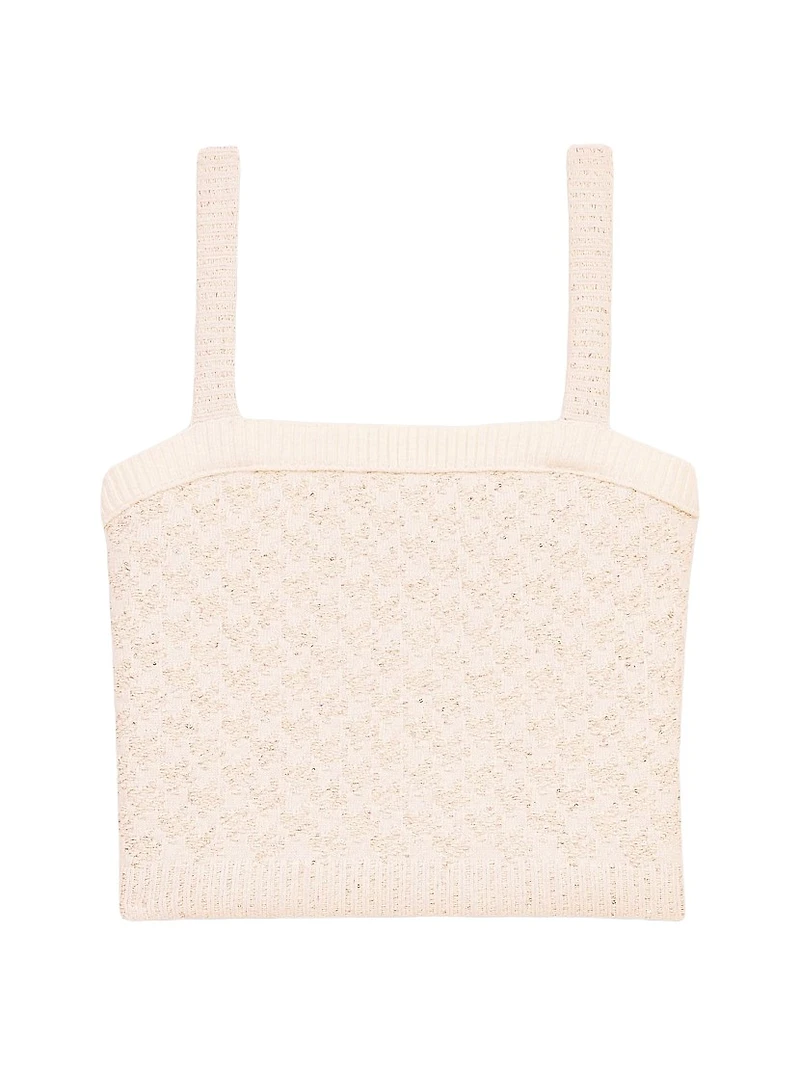 Tweed-Effect Knit Crop Top