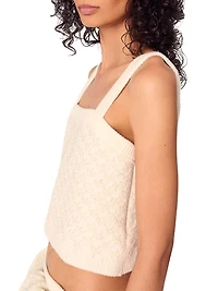 Tweed-Effect Knit Crop Top