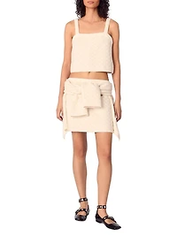 Tweed-Effect Knit Crop Top