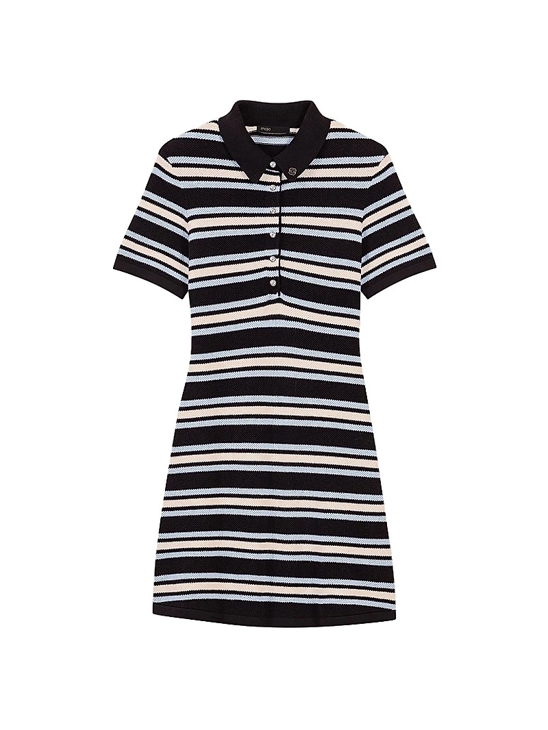 Striped Knit Polo Dress