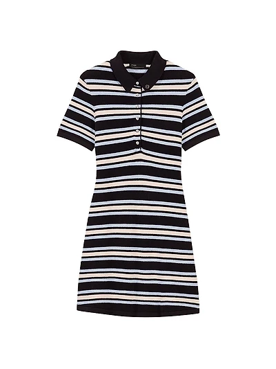 Striped Knit Polo Dress