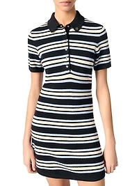 Striped Knit Polo Dress