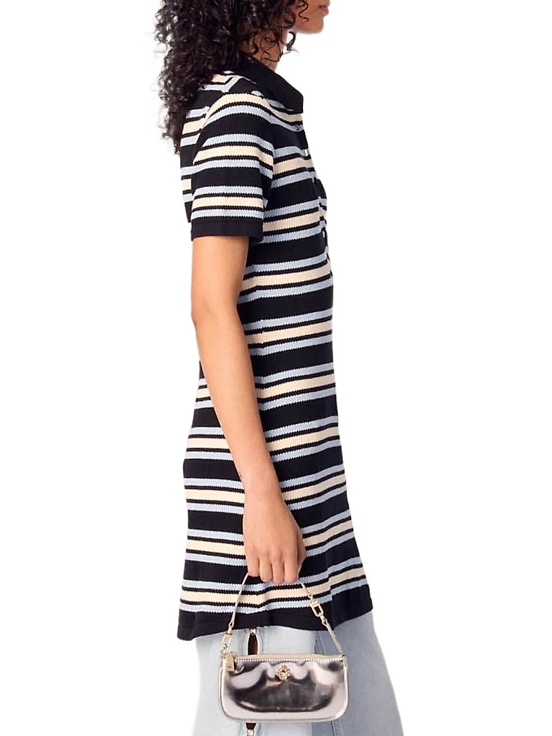 Striped Knit Polo Dress