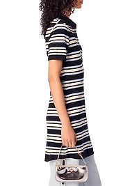 Striped Knit Polo Dress