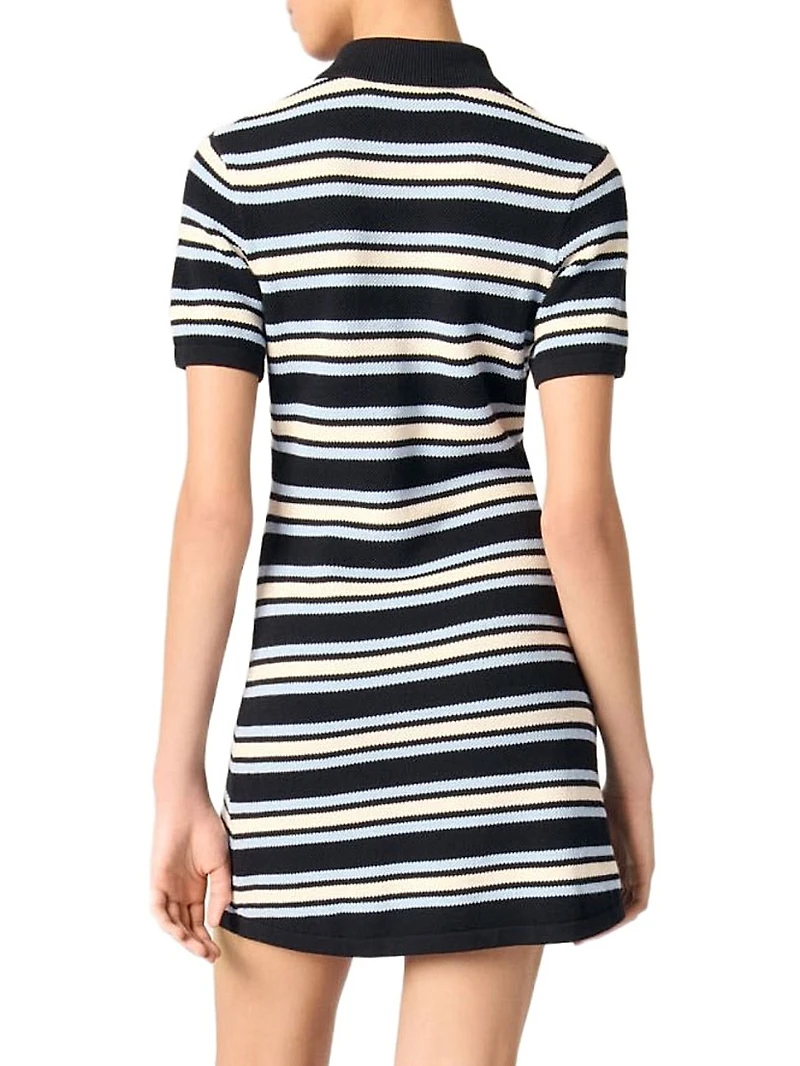 Striped Knit Polo Dress