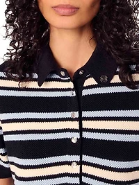 Striped Knit Polo Dress