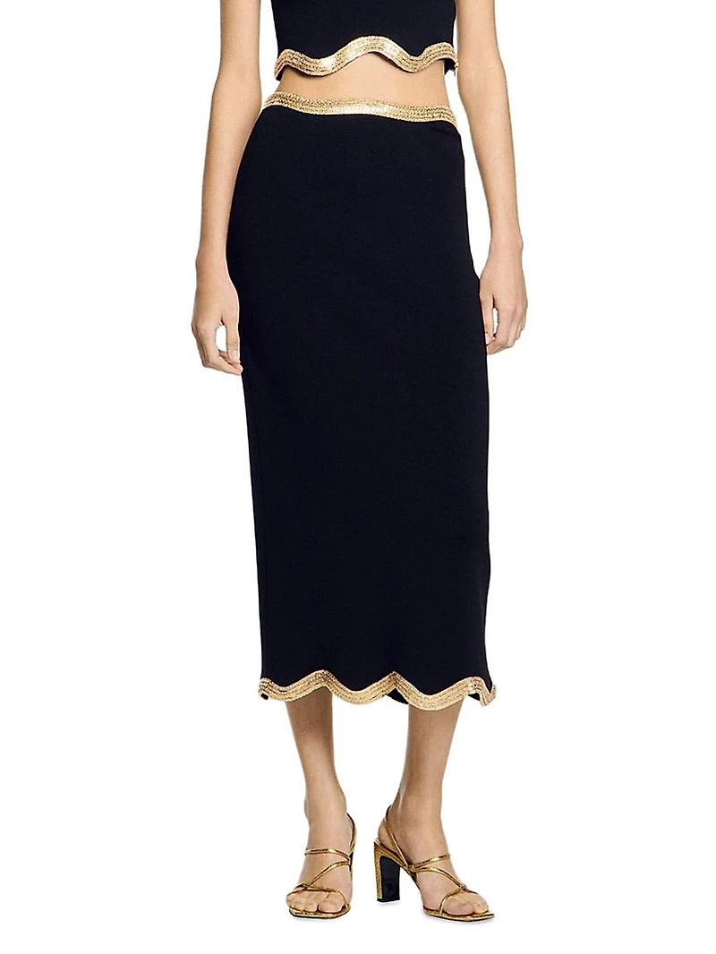 Maxi Knitted Skirt with Chain Detail