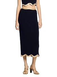 Maxi Knitted Skirt with Chain Detail