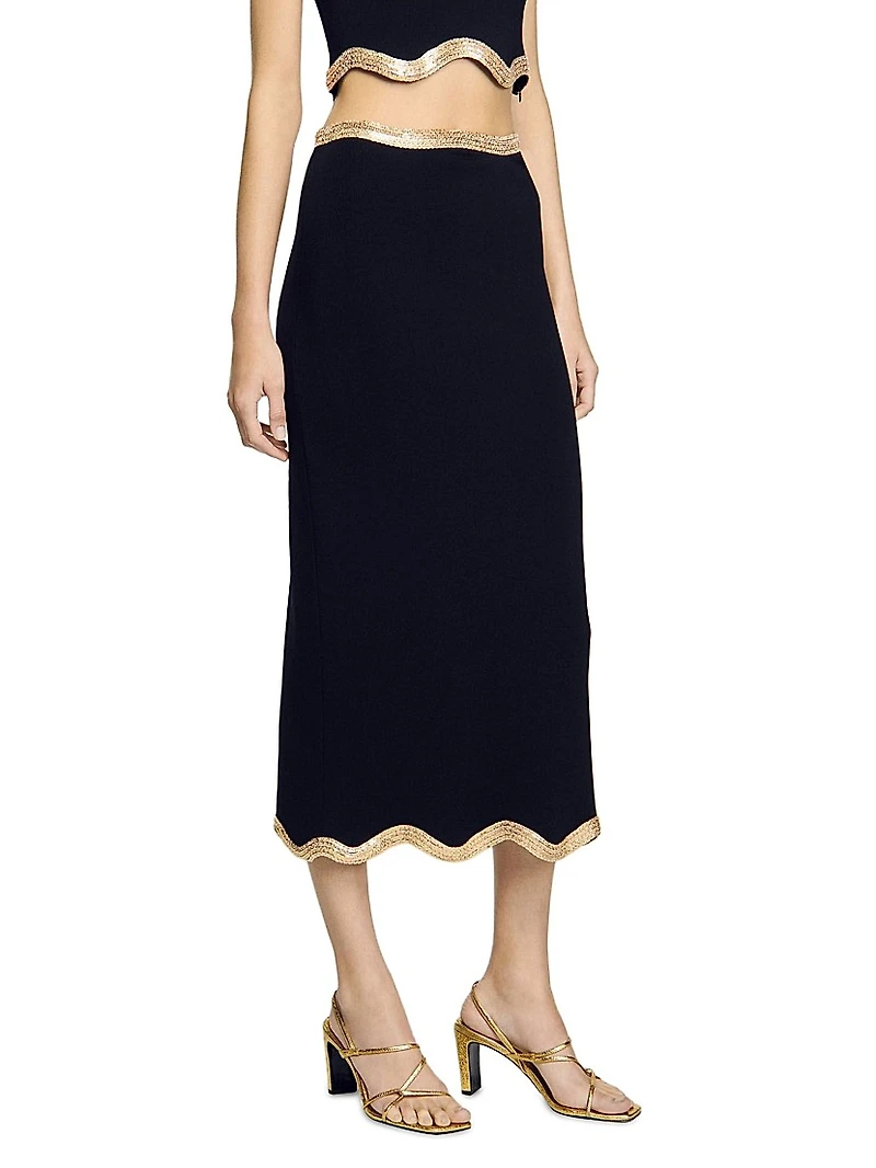 Maxi Knitted Skirt with Chain Detail