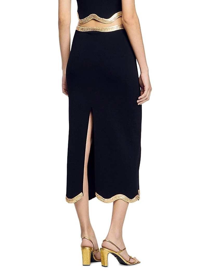 Maxi Knitted Skirt with Chain Detail